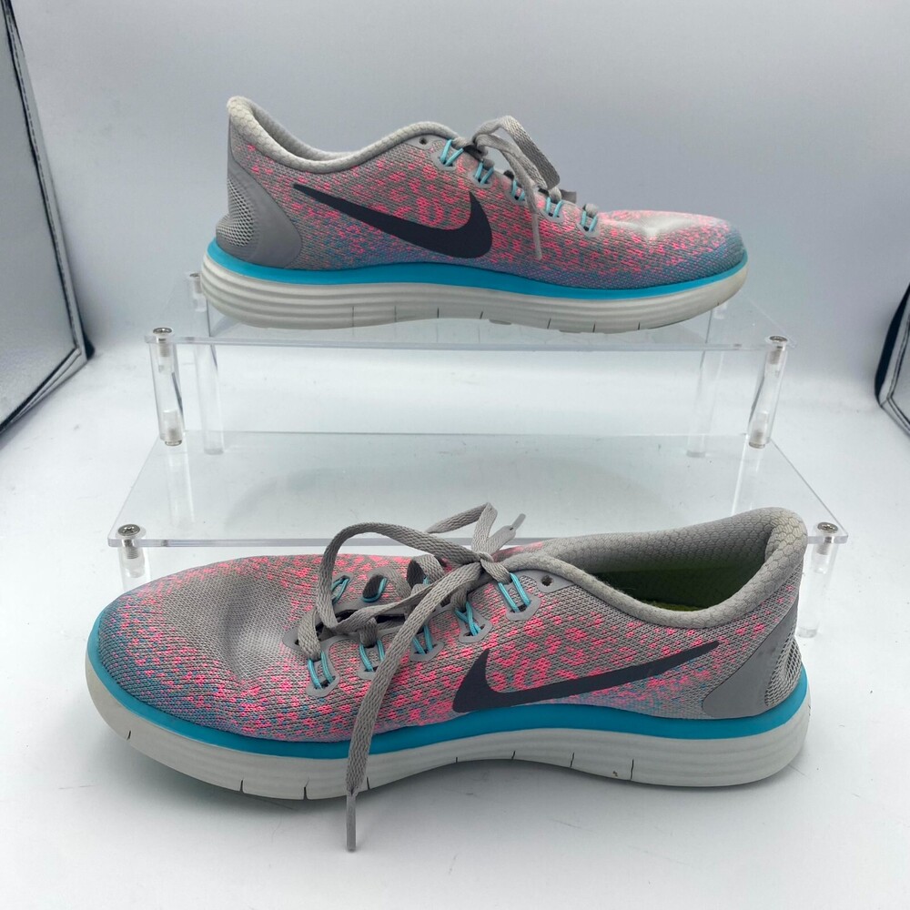 Nike Free Rn Distance 827116-006 Women's 8 Sneakers Wolf Gray Pink Running Shoes